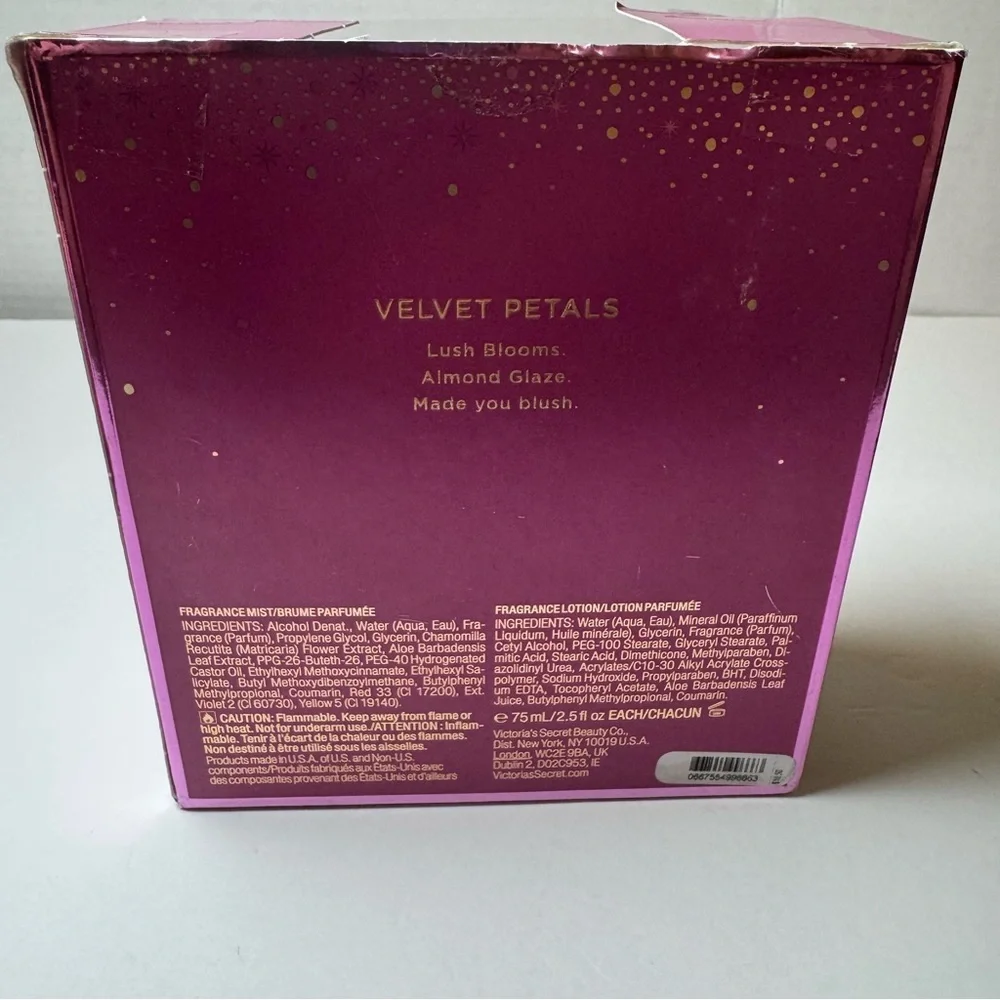 2 Piece Victoria's Secret VELVET PETALS Fragrance Lotion Body Mist Mini Gift Set